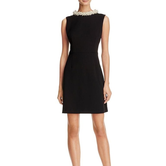 betsey johnson black dress with pearl collar